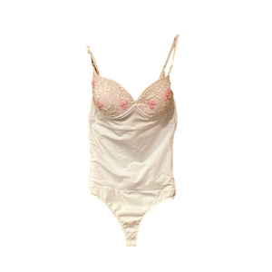Lolitas Bodysuit Slimming Underwire Lace Beaded Floral Cups